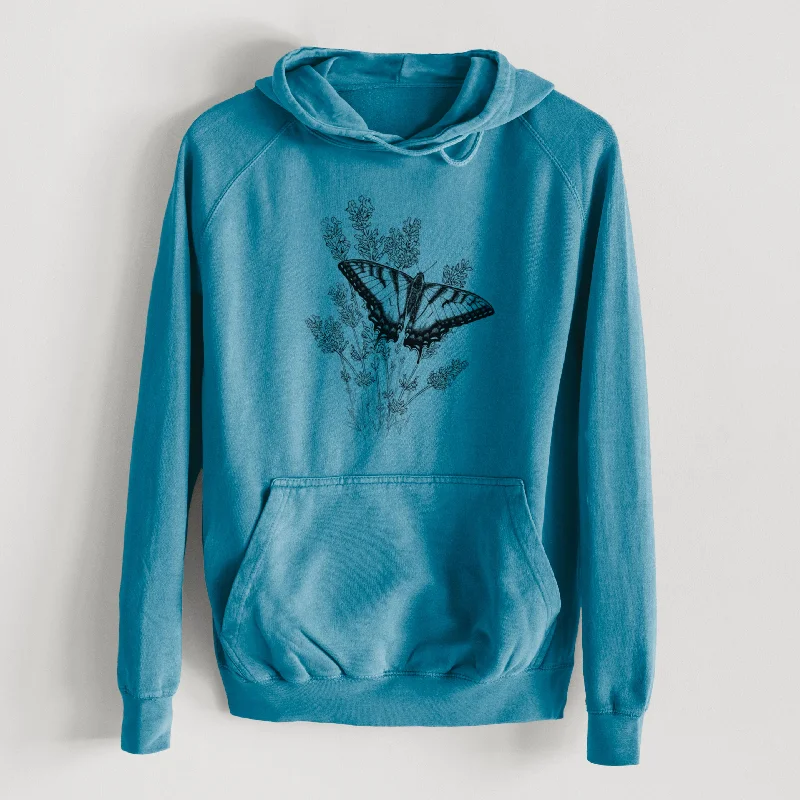 Glitter SweatshirtsEastern Tiger Swallowtail with Lavender  - Mid-Weight Unisex Vintage 100% Cotton Hoodie