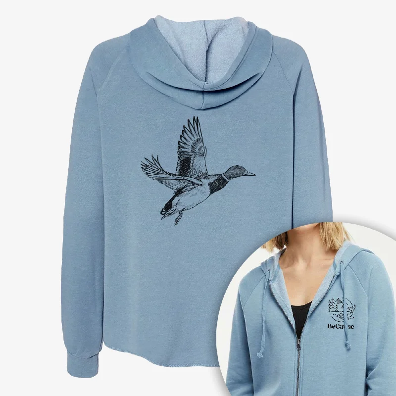 Windbreaker SweatshirtsMale Mallard Duck - Anas platyrhynchos - Women's Cali Wave Zip-Up Sweatshirt