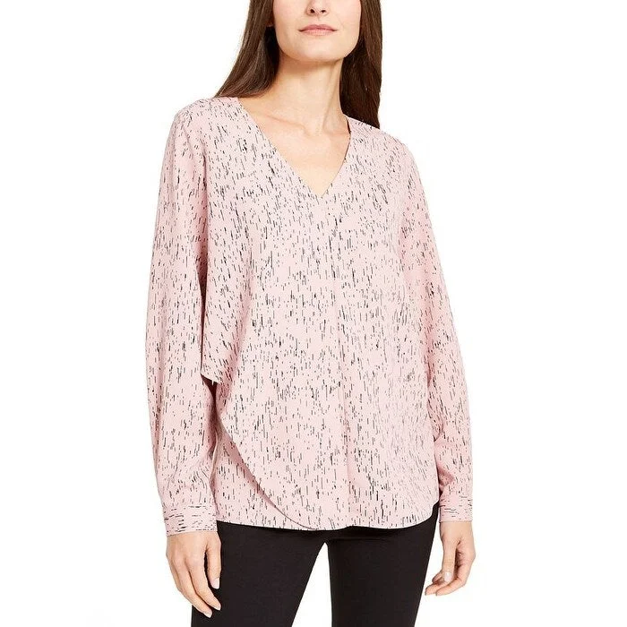 Alfani Women's Abstract Print Draped Blouse Pink Size X-LargeHemp Shirts