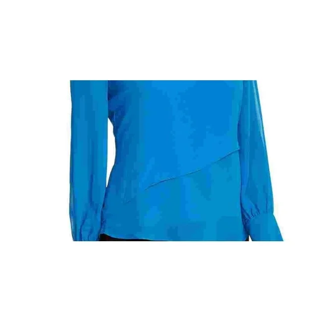 Vince Camuto Women's Asymmetric Hem Double Layer Blouse Blue Size X-SmallOversized Shirts