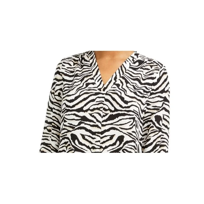 Vince Camuto Women's Zebra Rumple Blouse Black Gray Size Xx-SmallPolyester Shirts