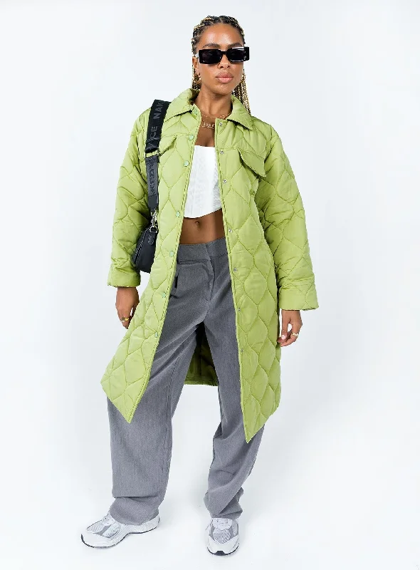 The Bruno Longline Puffer Jacket GreenNylon Jackets