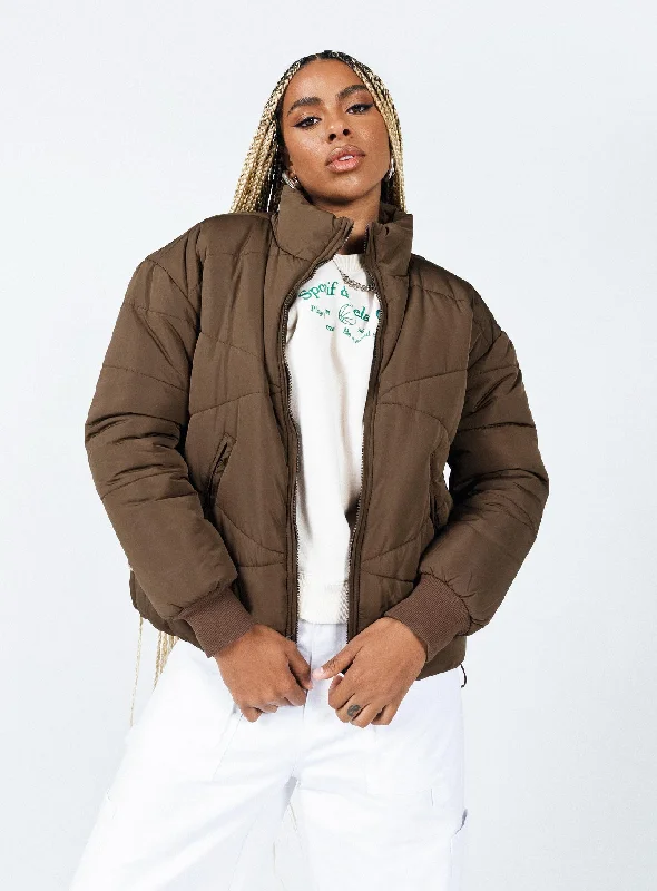 The Koa Puffer Jacket BrownWool Jackets