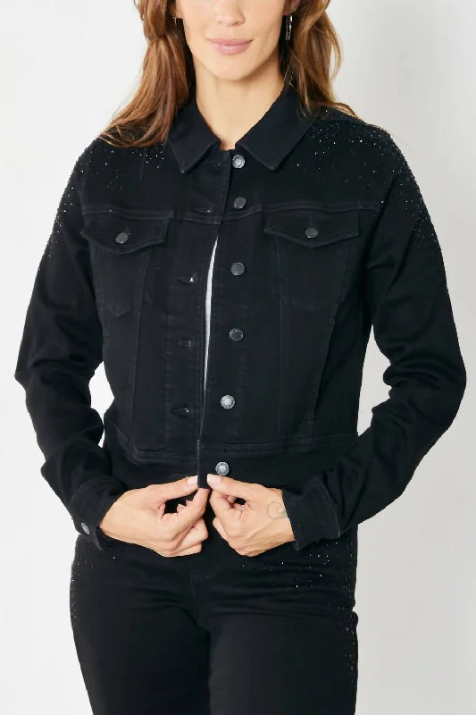 Rhinestone Jacket In BlackPolyester Jackets