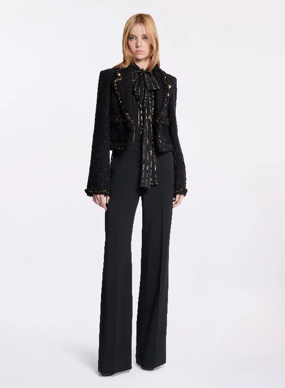 Sequin Trimmed Tweed JacketButton-Up Jackets