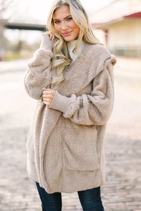 All An Act Taupe Brown Faux Fur JacketArtist Jackets