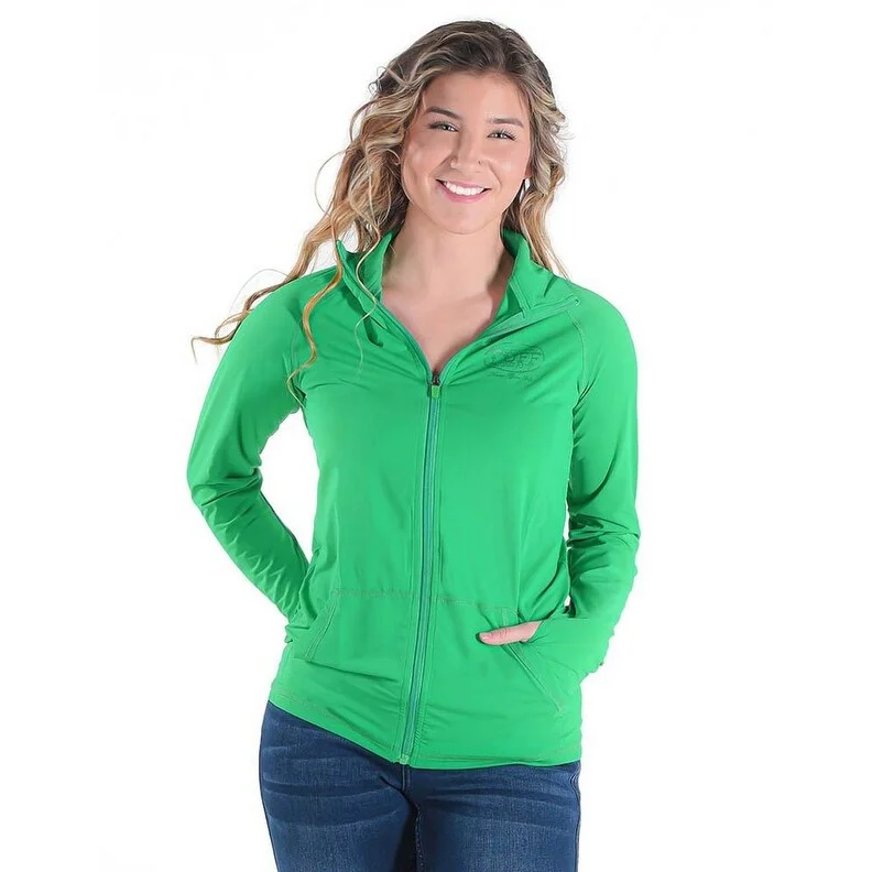 Cowgirl Tuff Western Jacket Womens Breathe Zip Money Green 100486Rainproof Jackets