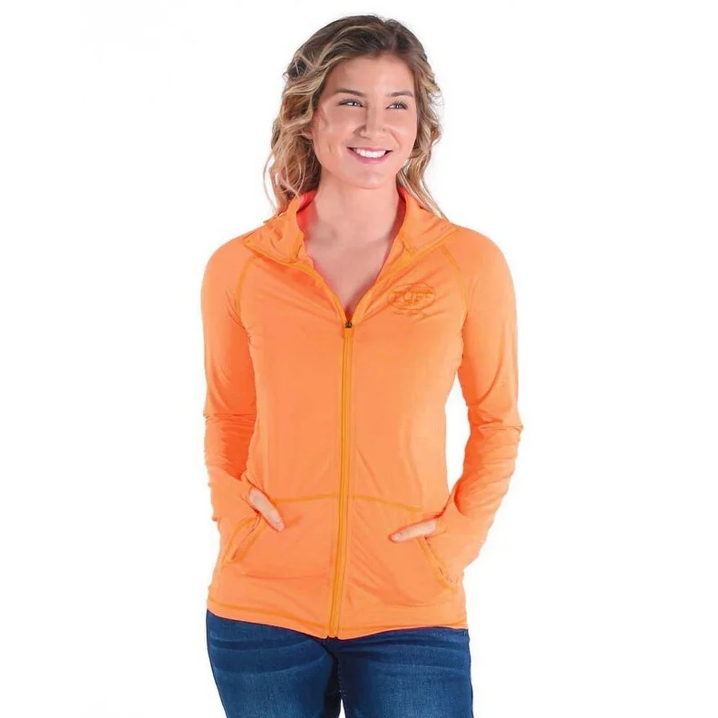 Cowgirl Tuff Western Jacket Womens Breathe Zip Tangerine 100491Polyester Jackets