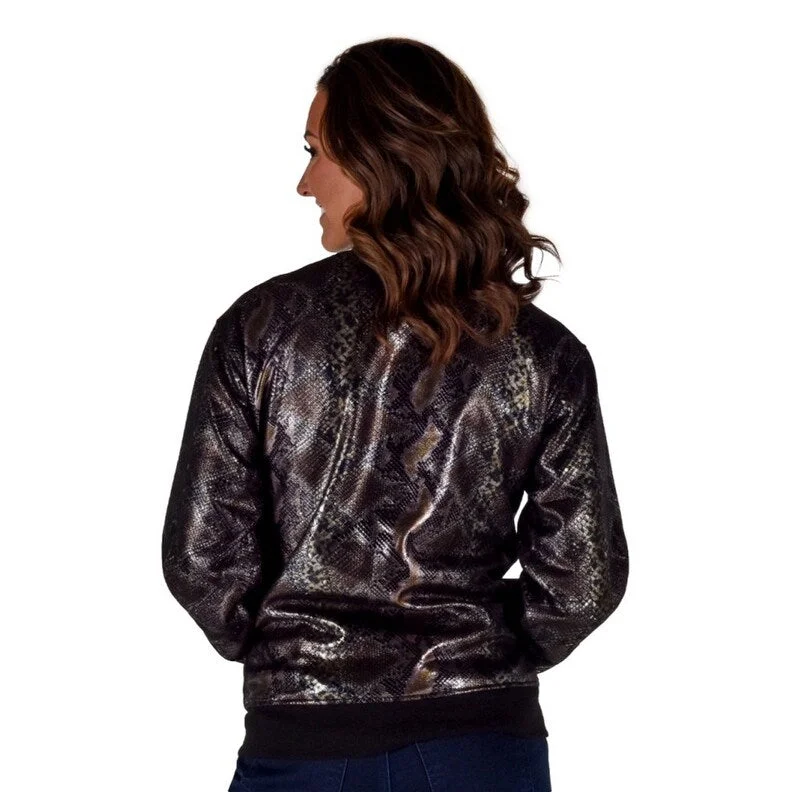 Cowgirl Tuff Western Jacket Womens Snakeskin Print Zip Black 100733Cotton Jackets