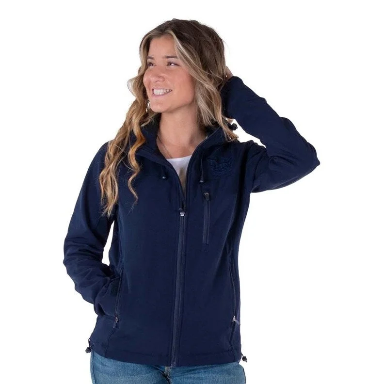 Cowgirl Tuff Western Jacket Womens Stretch Logo Zip Navy H00732Hooded Jackets