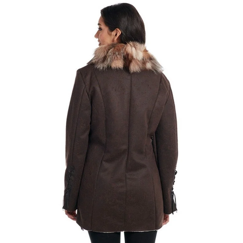 Cripple Creek Western Jacket Womens Faux Fox Fur M Pinecone CR16344Embellished Jackets