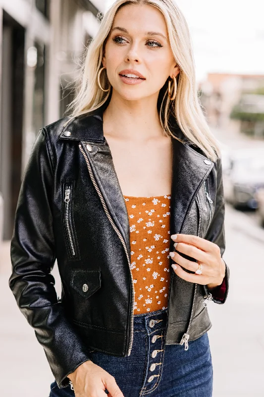 Middle Of Nowhere Black Vegan Leather JacketStudded Jackets