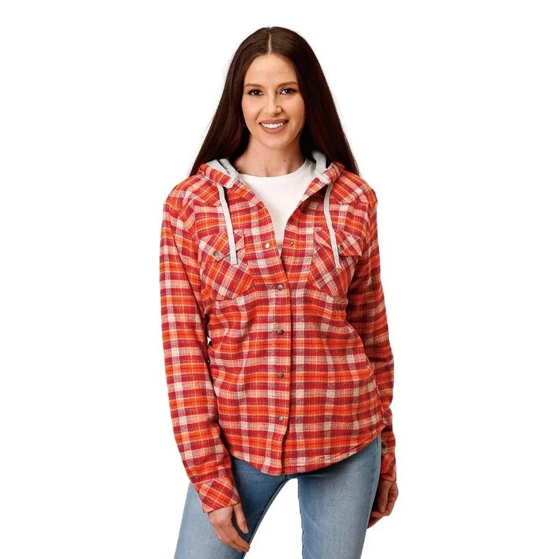 Roper Western Jacket Women Plaid Flannel Orange 03-098-0119-4692 ORCanvas Jackets