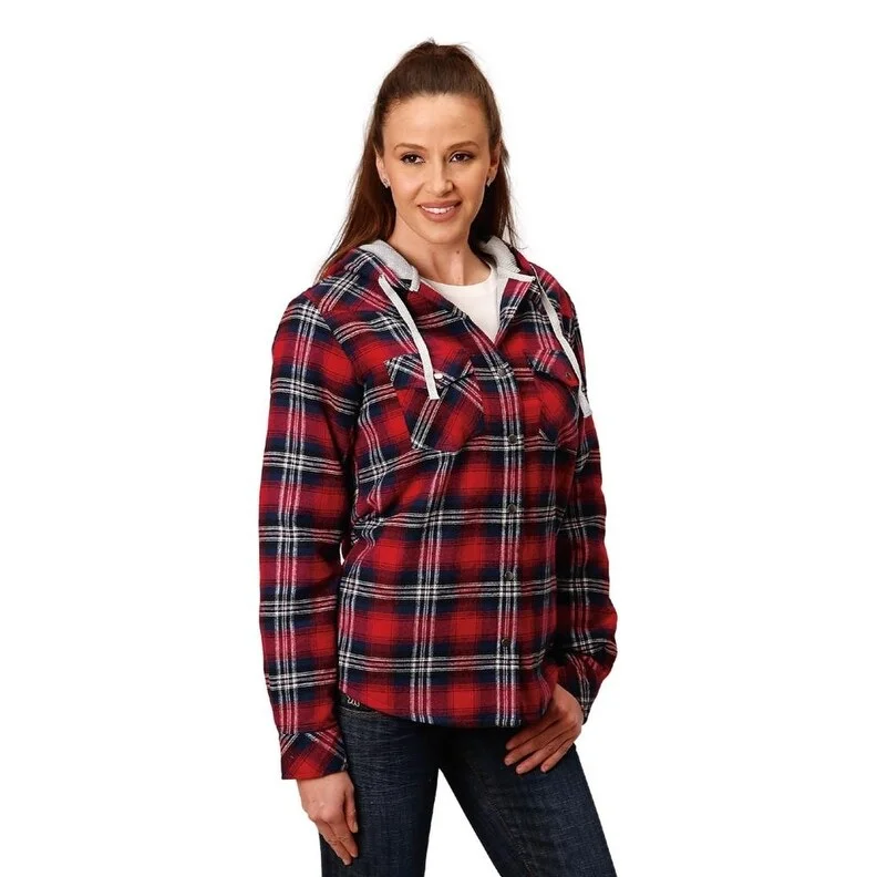 Roper Western Jacket Women Plaid Flannel Wine 03-098-0119-5692 WICamping Jackets