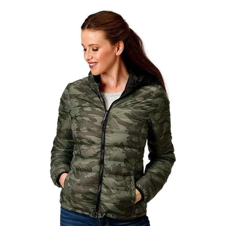 Roper Western Jacket Womens Camo Zip Hood Green 03-098-0693-6134 GRZippered Jackets