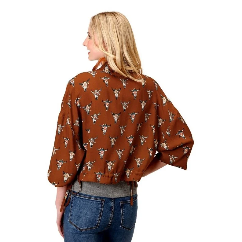 Roper Western Jacket Womens Dolman Skull Brown 03-098-0590-6104 BRHooded Jackets