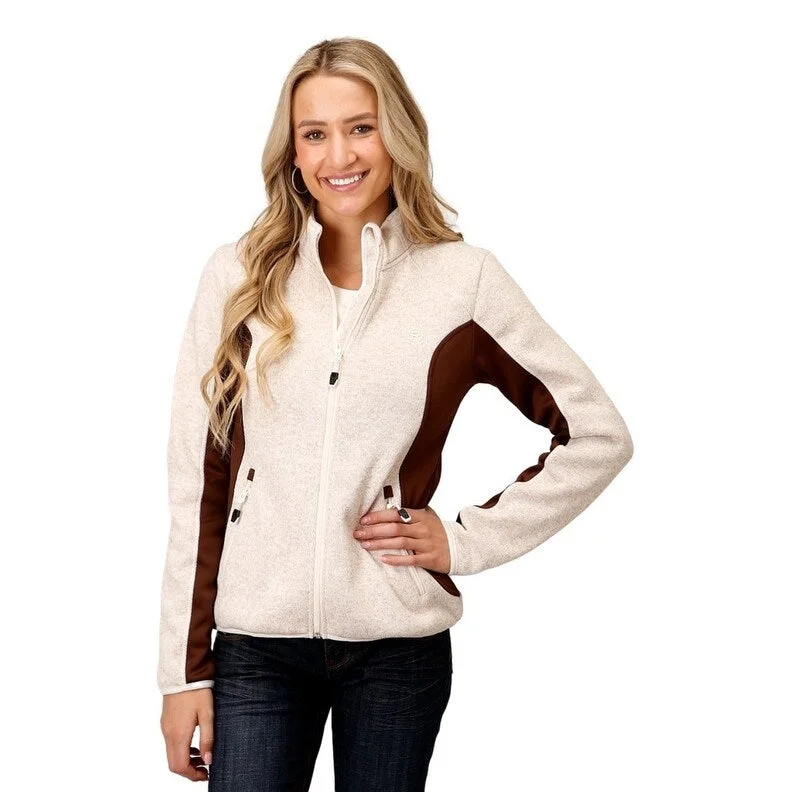 Roper Western Jacket Womens Fleece Zip Logo Cream 03-098-0794-6156 WHSafari Jackets