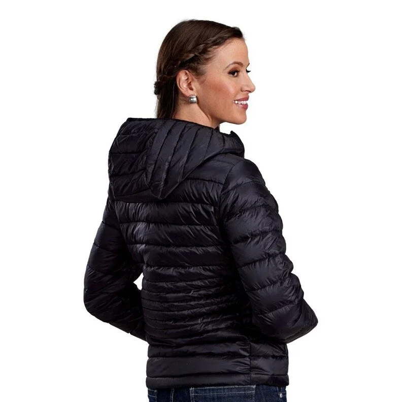 Roper Western Jacket Womens Hood Quilted Zip Black 03-098-0693-6000 BLFleece Jackets