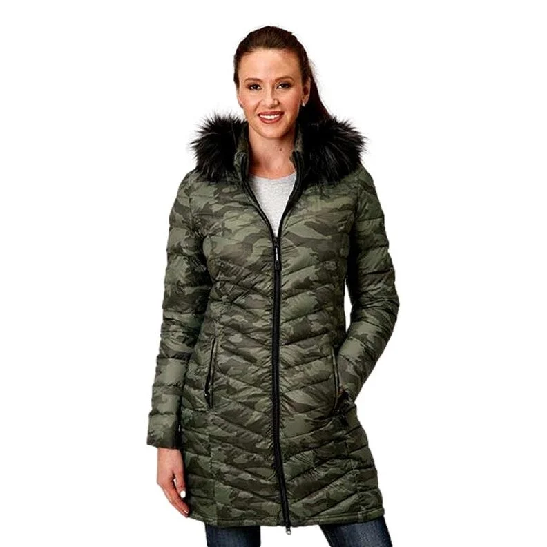 Roper Western Jacket Womens Long Camo Zip Green 03-098-0693-6136 GRStudded Jackets