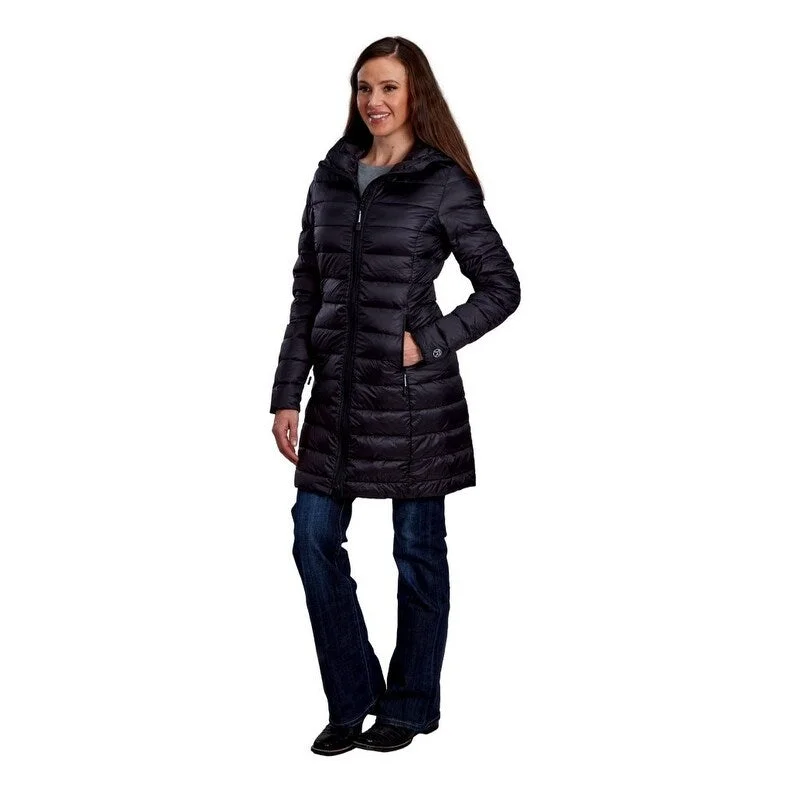 Roper Western Jacket Womens Long Quilted Zip Black 03-098-0693-6007 BLLogo Jackets