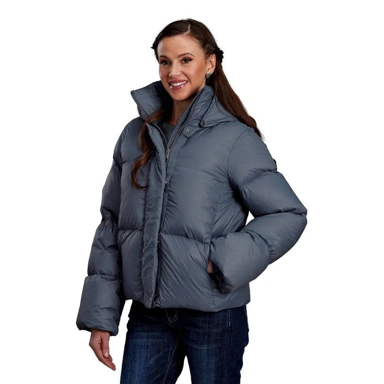 Roper Western Jacket Womens Puffer Quilted Blue 03-098-0693-6006 BUMetallic Jackets