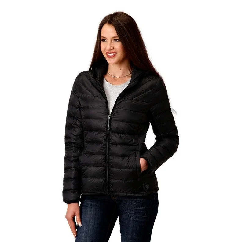 Roper Western Jacket Womens Quilted Logo Black 03-098-0693-6186 BLMesh Jackets