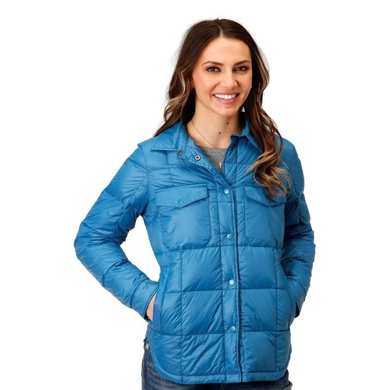 Roper Western Jacket Womens Quilted Snap Teal 03-098-0693-6162 BUDesigner Jackets