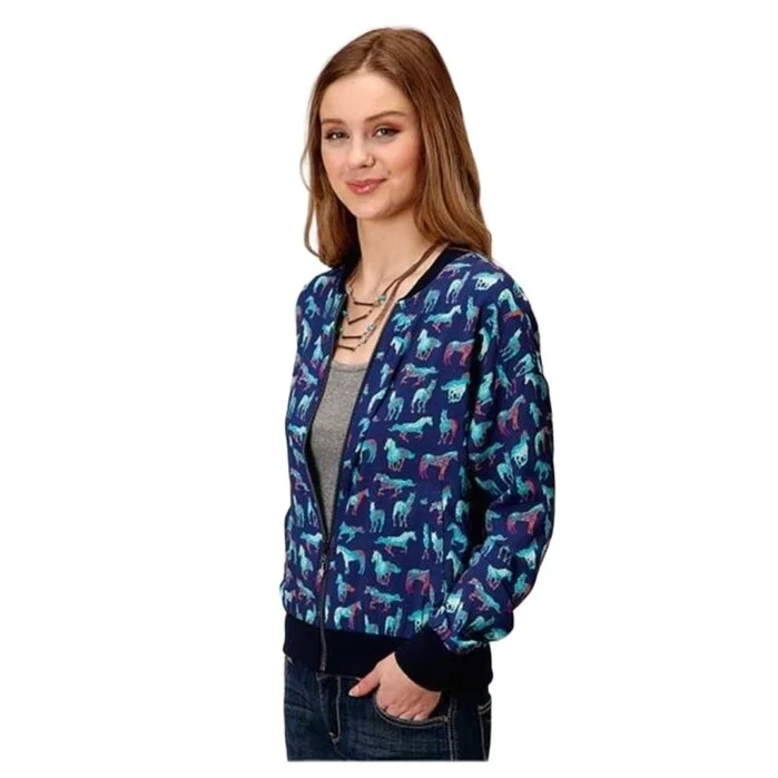 Roper Western Jacket Womens Rib Knit Collar Zip 03-098-0590-0133 BUCasual Jackets