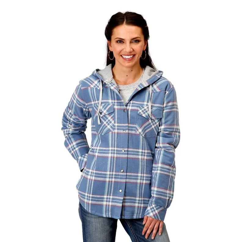 Roper Western Jacket Womens Shirt Jac Plaid Snap 03-098-0119-3695 BUPea Coats