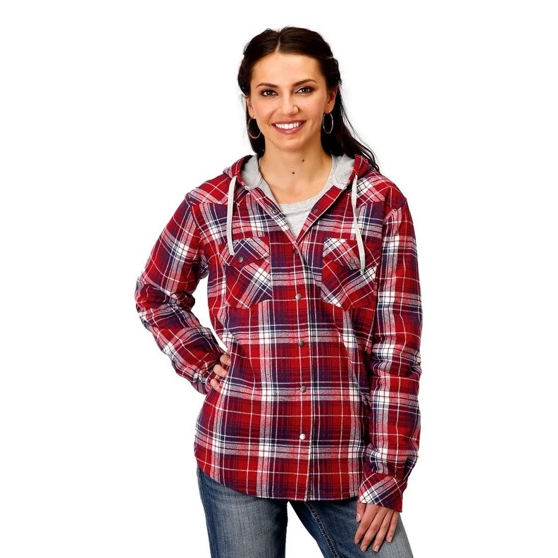 Roper Western Jacket Womens Shirt Jac Plaid Snap 03-098-0119-5695 WIPocketed Jackets