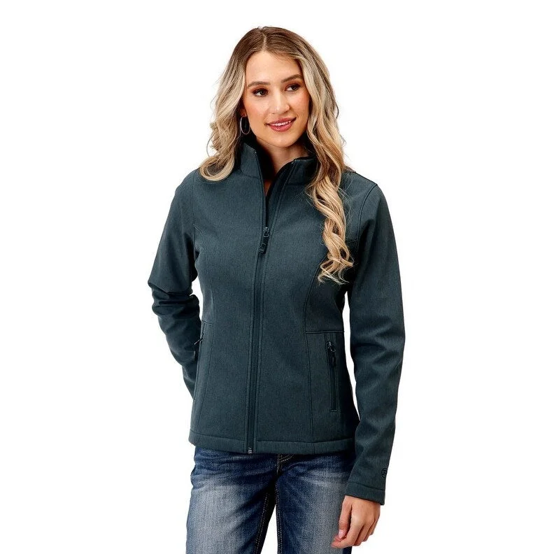 Roper Western Jacket Womens Soft Shell Zip Gray 03-098-0780-0616 GYLeather-Paneled Jackets