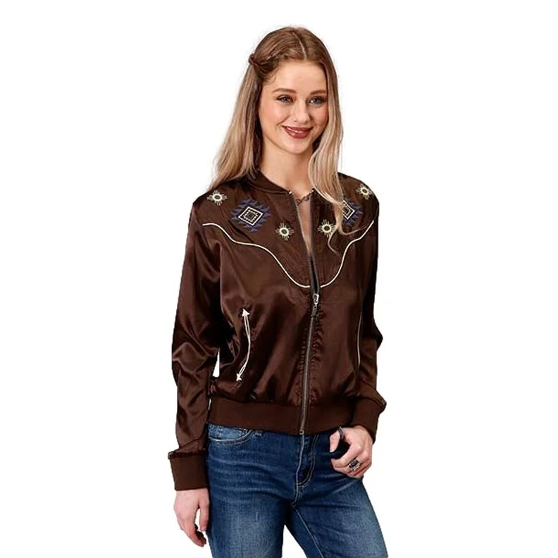 Roper Western Jacket Womens Zip Bomber Brown 03-098-0565-6058 BRTrack Jackets