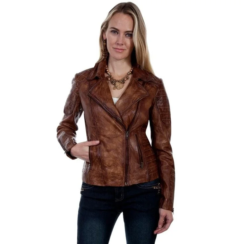 Scully Western Jacket Women Motorcycle Asymmetrical Zip Leather F0_L87Sequined Jackets