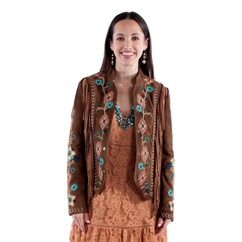 Scully Western Jacket Womens Embroidered Fringe Brown Lamb F0_L1157Track Jackets