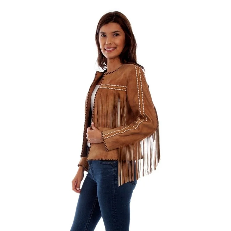 Scully Western Jacket Womens Fringe Studded Buckskin Boar F0_L1056Tasseled Jackets