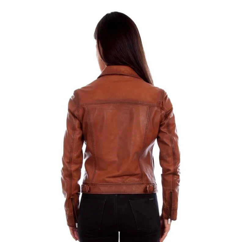 Scully Western Jacket Womens Leather Cognac Soft Lamb F0_L1093Ruffled Jackets