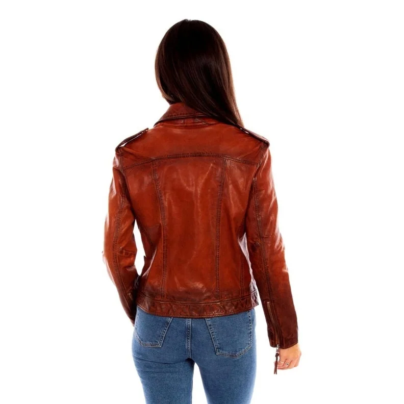 Scully Western Jacket Womens Leather Zip Front Hand Pockets F0_L1105Button-Up Jackets