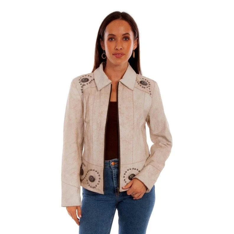 Scully Western Jacket Womens Snap Concho Stud Accents Cream F0_L1101Metallic Jackets