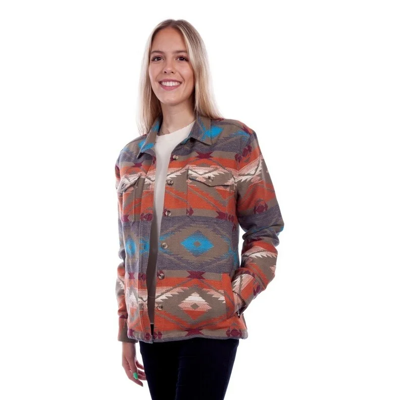 Scully Western Jacket Womens Southwest Shirt Jac Button Olive F0_HC748Down Jackets