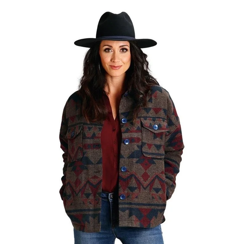 Stetson Western Jacket Womens Aztec Sherpa Blue 11-096-0539-7031 BUHemp Jackets