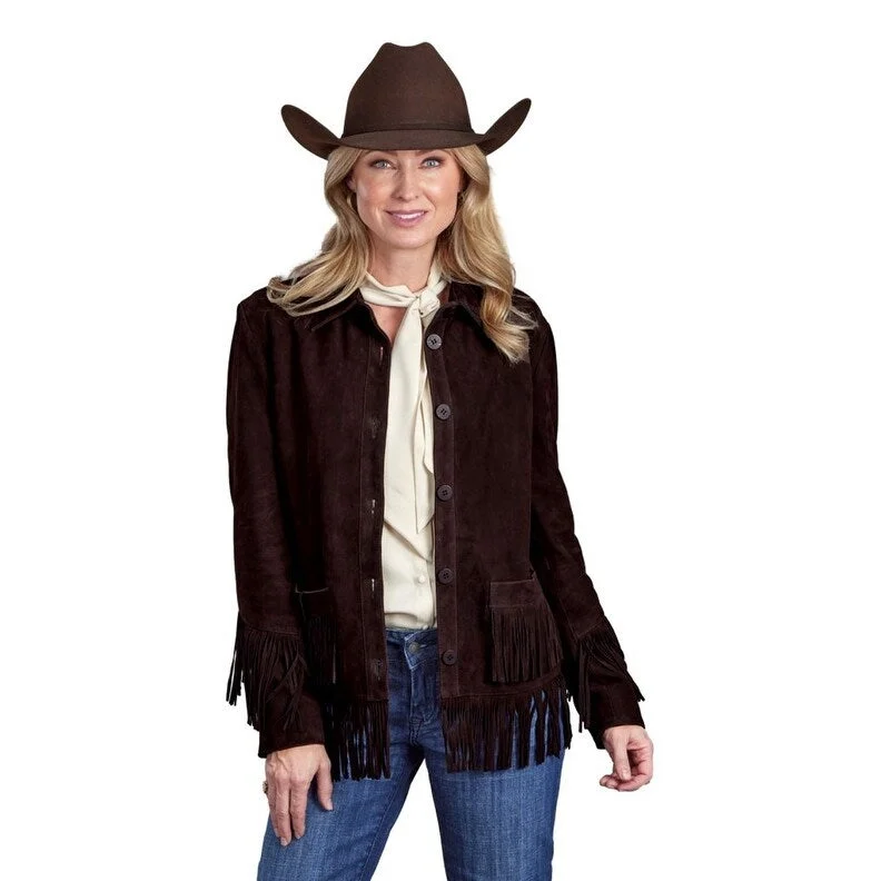 Stetson Western Jacket Womens Button Fringe Brown 11-098-0539-7103 BRBlazers