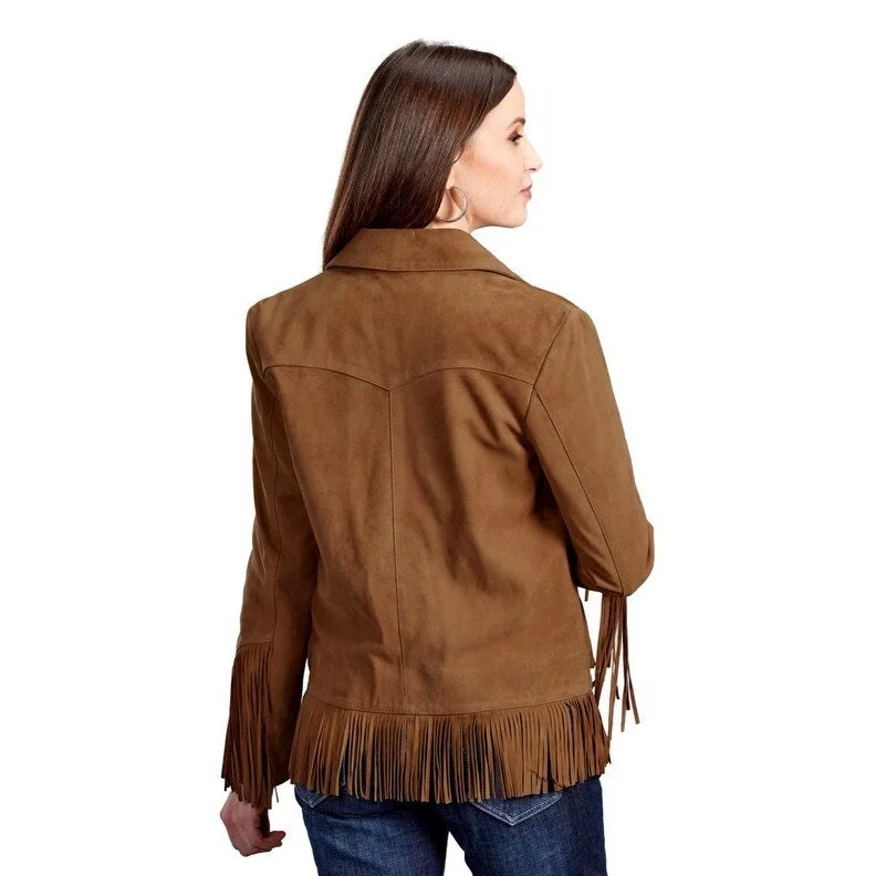 Stetson Western Jacket Womens Fringe Suede Ginger 11-098-0539-0080 BRHip-Hop Jackets