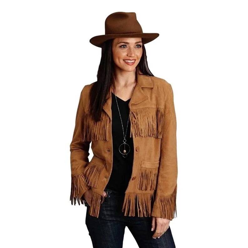 Stetson Western Jacket Womens Suede Fringe Tan 11-098-0539-0071 TASafari Jackets