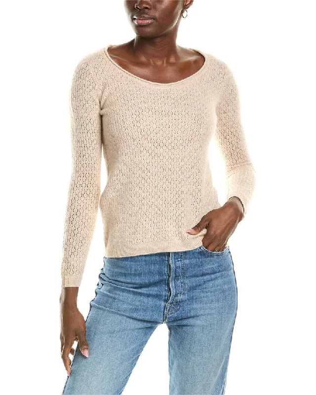 Oversized Knit TopsSofiacashmere Pointelle Scoop Neck Cashmere Sweater