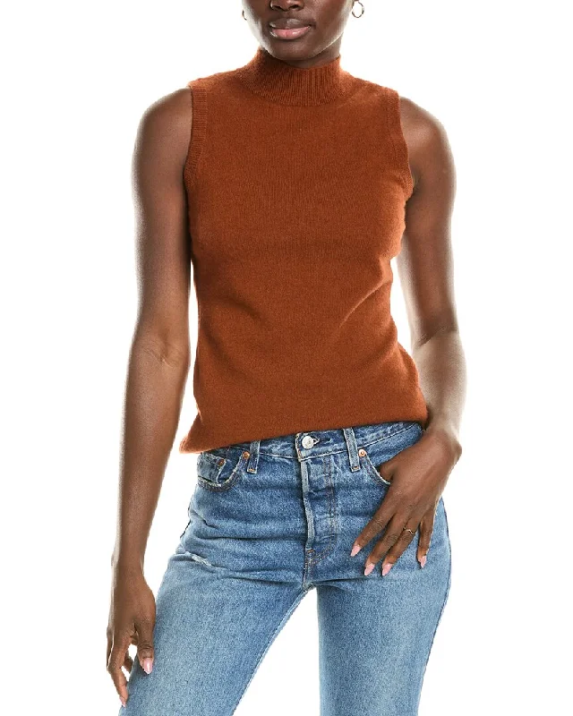 Asymmetrical Knit TopsSofiacashmere Mock Neck Cashmere Tank