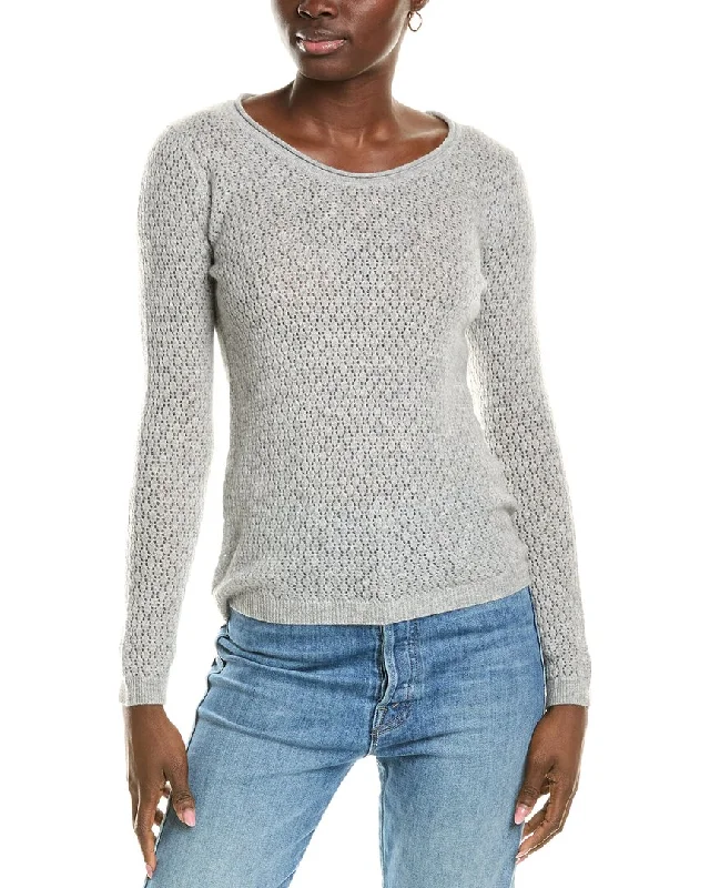 Glitter Knit TopsSofiacashmere Pointelle Scoop Neck Cashmere Sweater