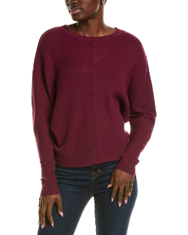 Fringed Knit TopsT Tahari Dolman Boat Neck Sweater