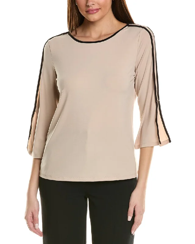 Embellished Knit TopsT Tahari Boat Neck Top