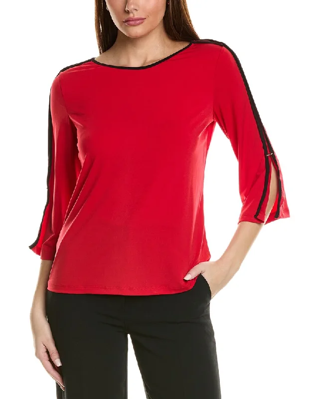 Sequined Knit TopsT Tahari Boat Neck Top