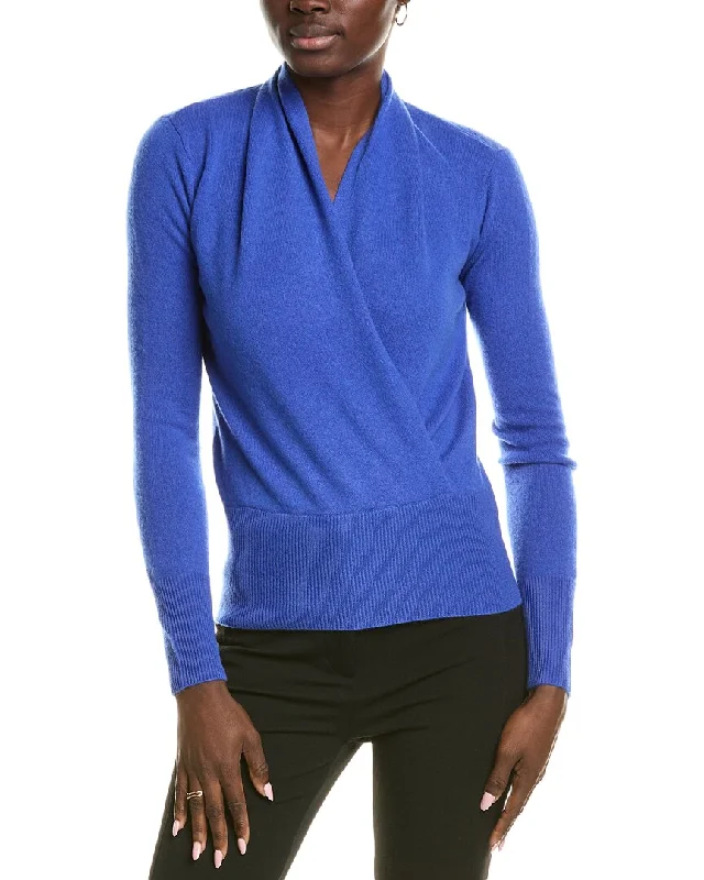 Pocketed Knit TopsSofiacashmere Modern Faux Wrap Cashmere Sweater